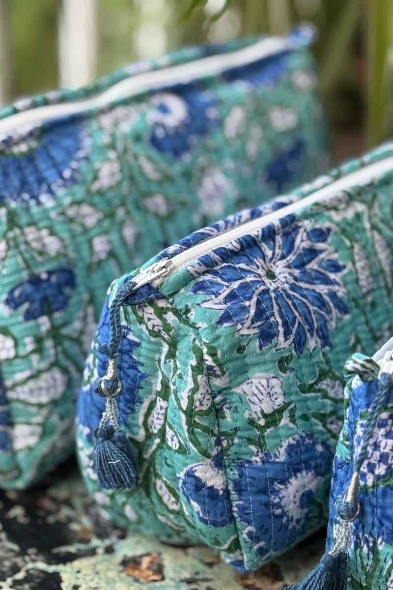 Wash Bags, accessories, Hand block prints, plastic lined with inside - Oasis