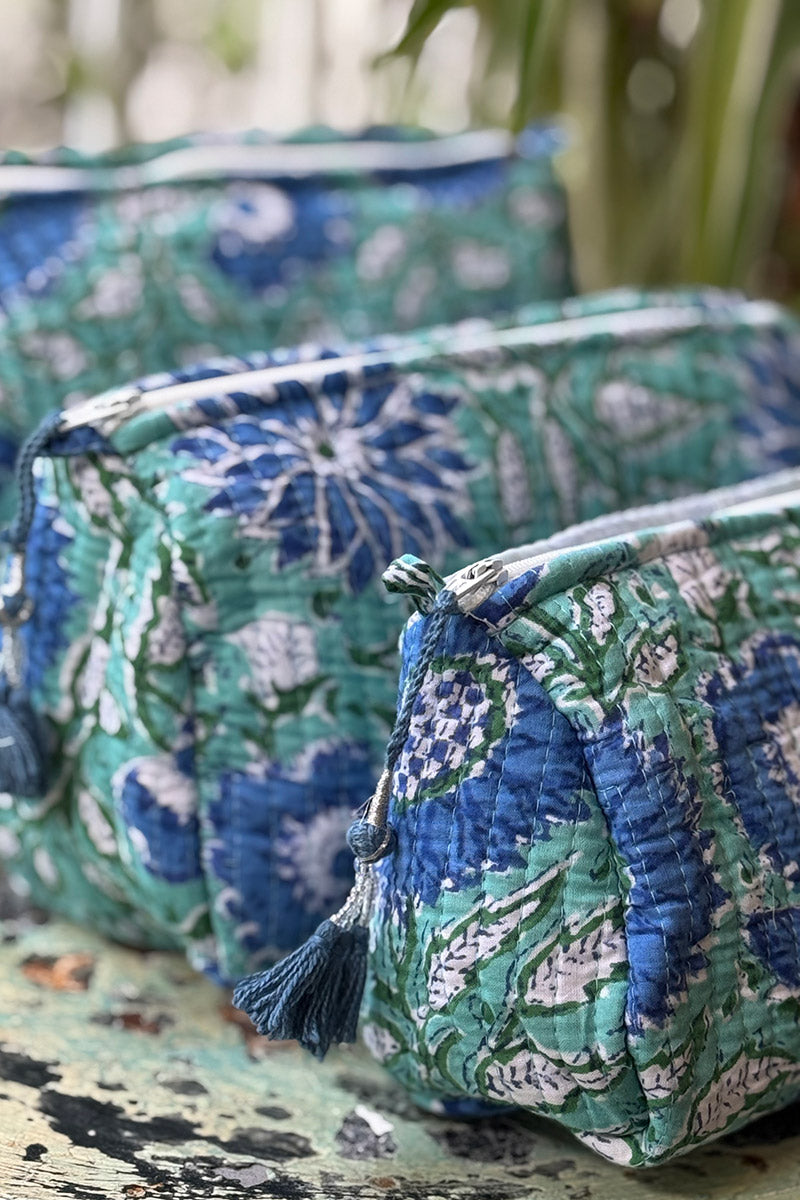 Wash Bags, accessories, Hand block prints, plastic lined with inside - Oasis
