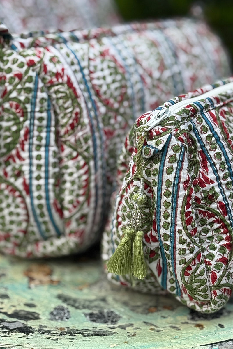 Wash Bags, accessories, Hand block prints, plastic lined with inside - Farah
