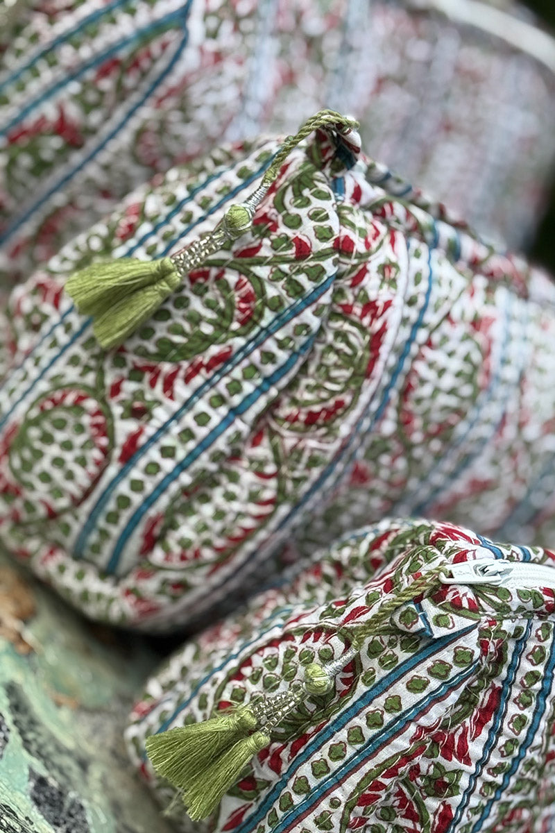 Wash Bags, accessories, Hand block prints, plastic lined with inside - Farah