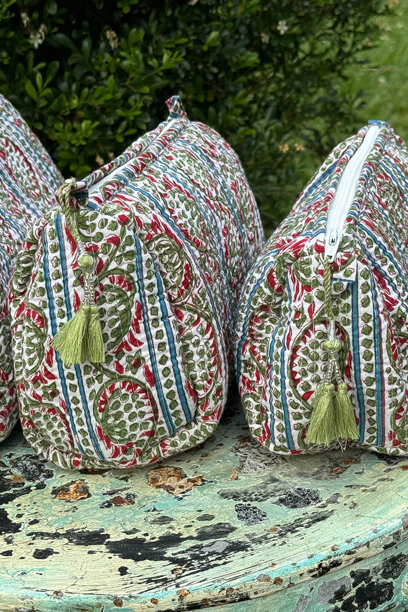 Wash Bags, accessories, Hand block prints, plastic lined with inside - Farah