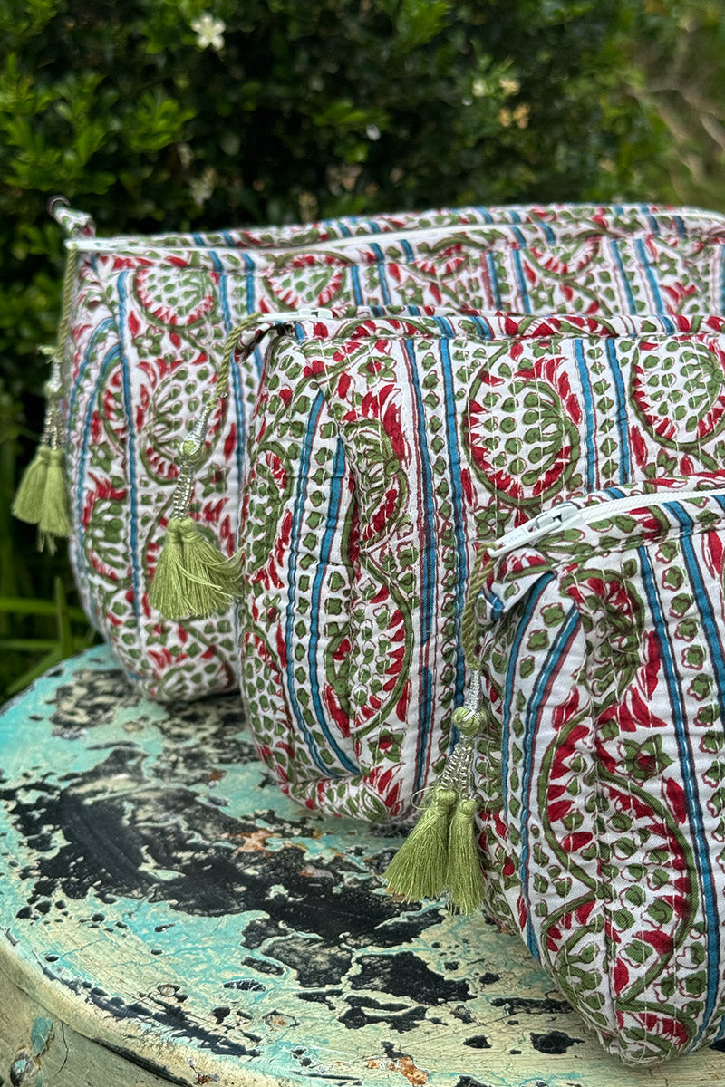 Wash Bags, accessories, Hand block prints, plastic lined with inside - Farah