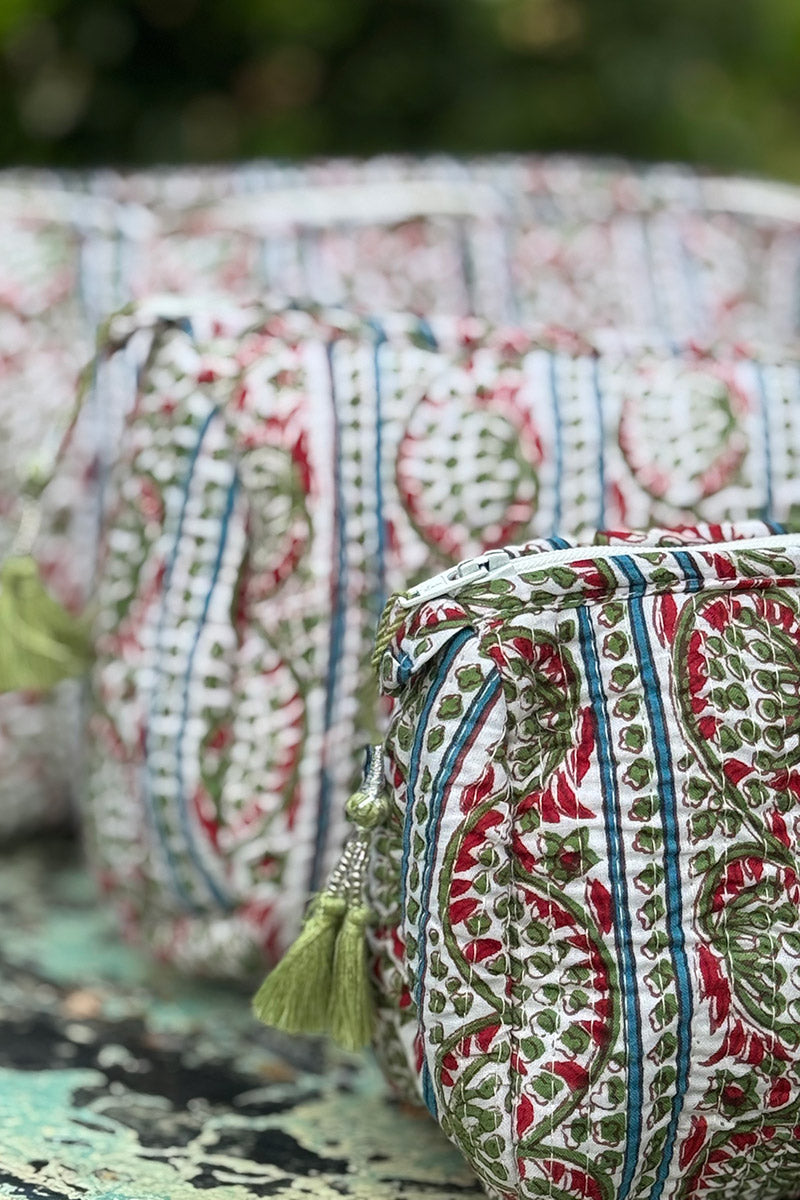Wash Bags, accessories, Hand block prints, plastic lined with inside - Farah