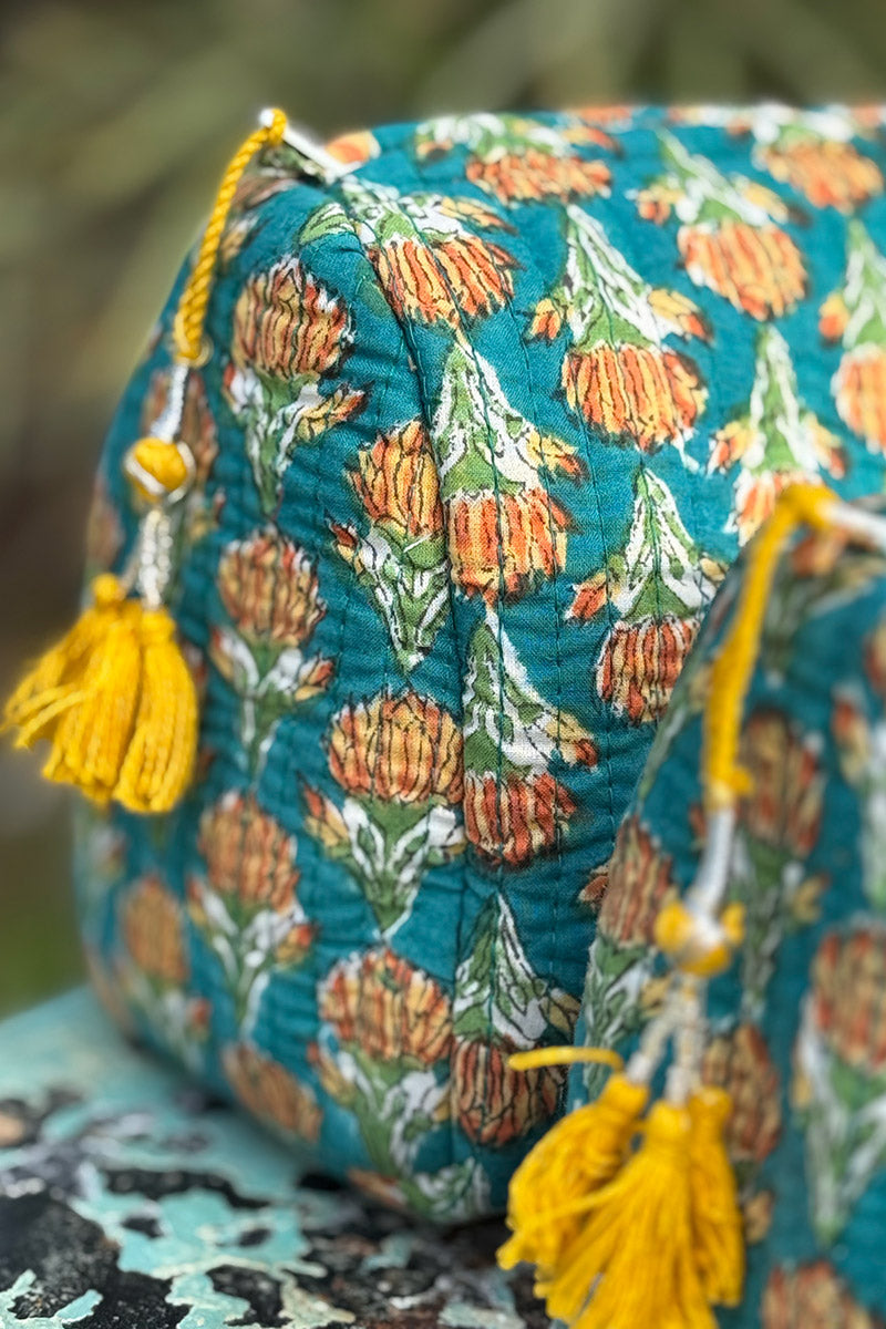 Wash Bags, accessories, Hand block prints, plastic lined with inside - Kora