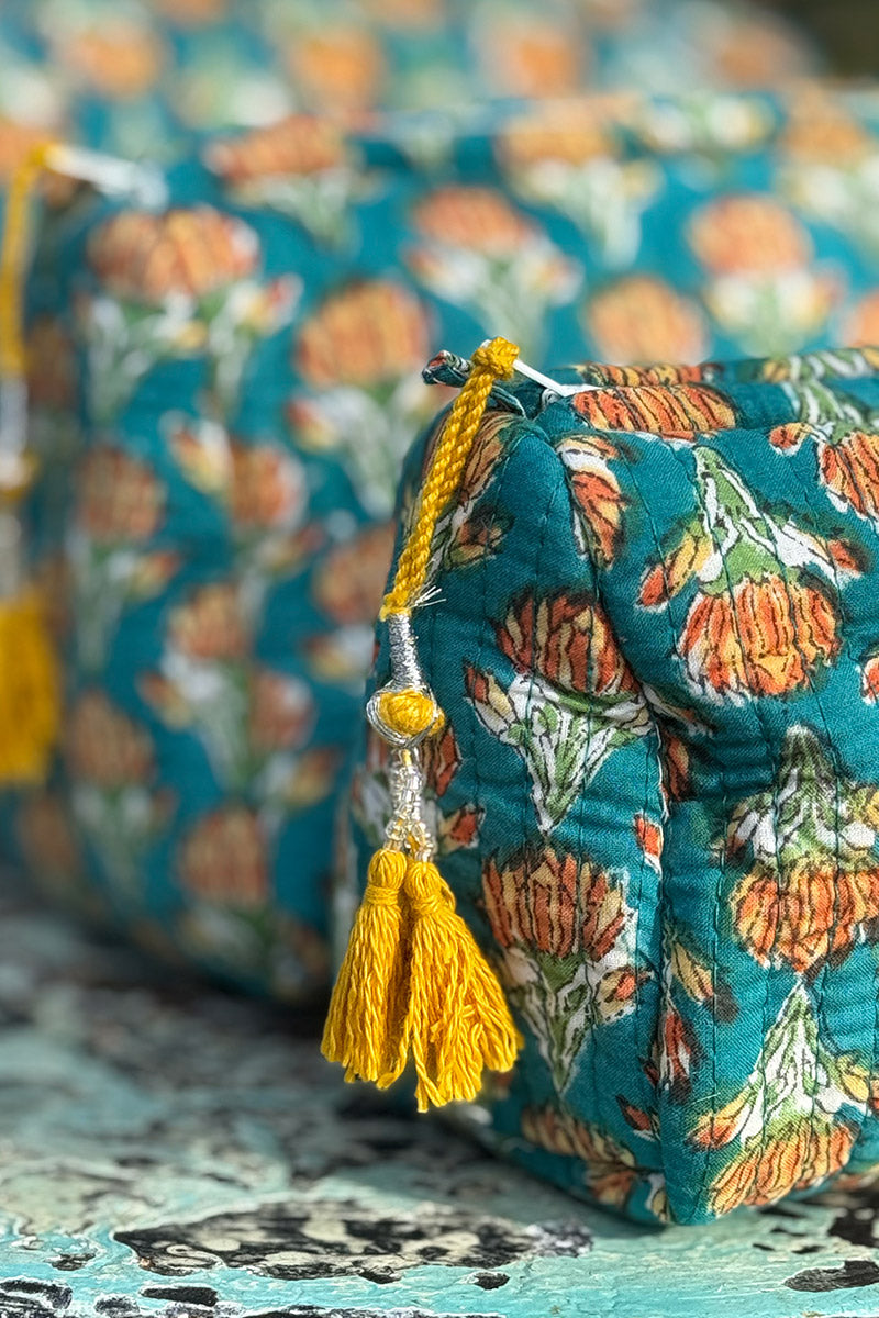 Wash Bags, accessories, Hand block prints, plastic lined with inside - Kora