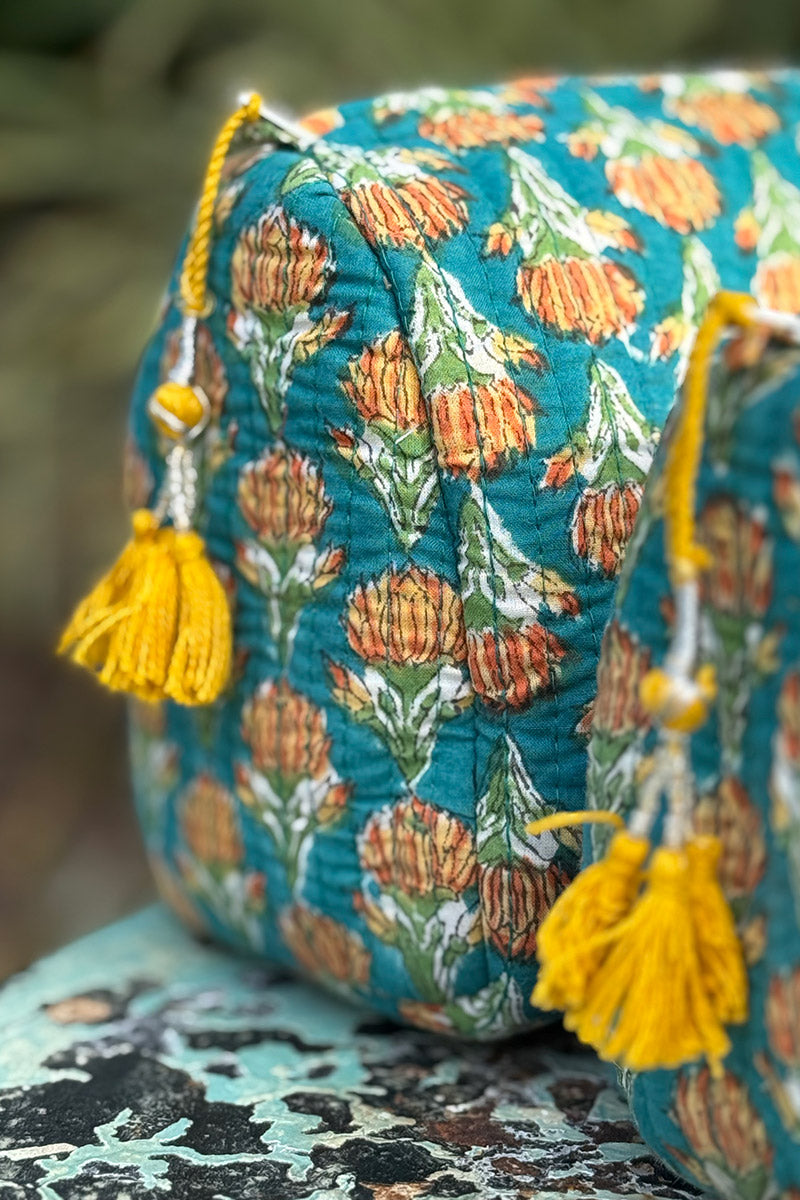 Wash Bags, accessories, Hand block prints, plastic lined with inside - Kora