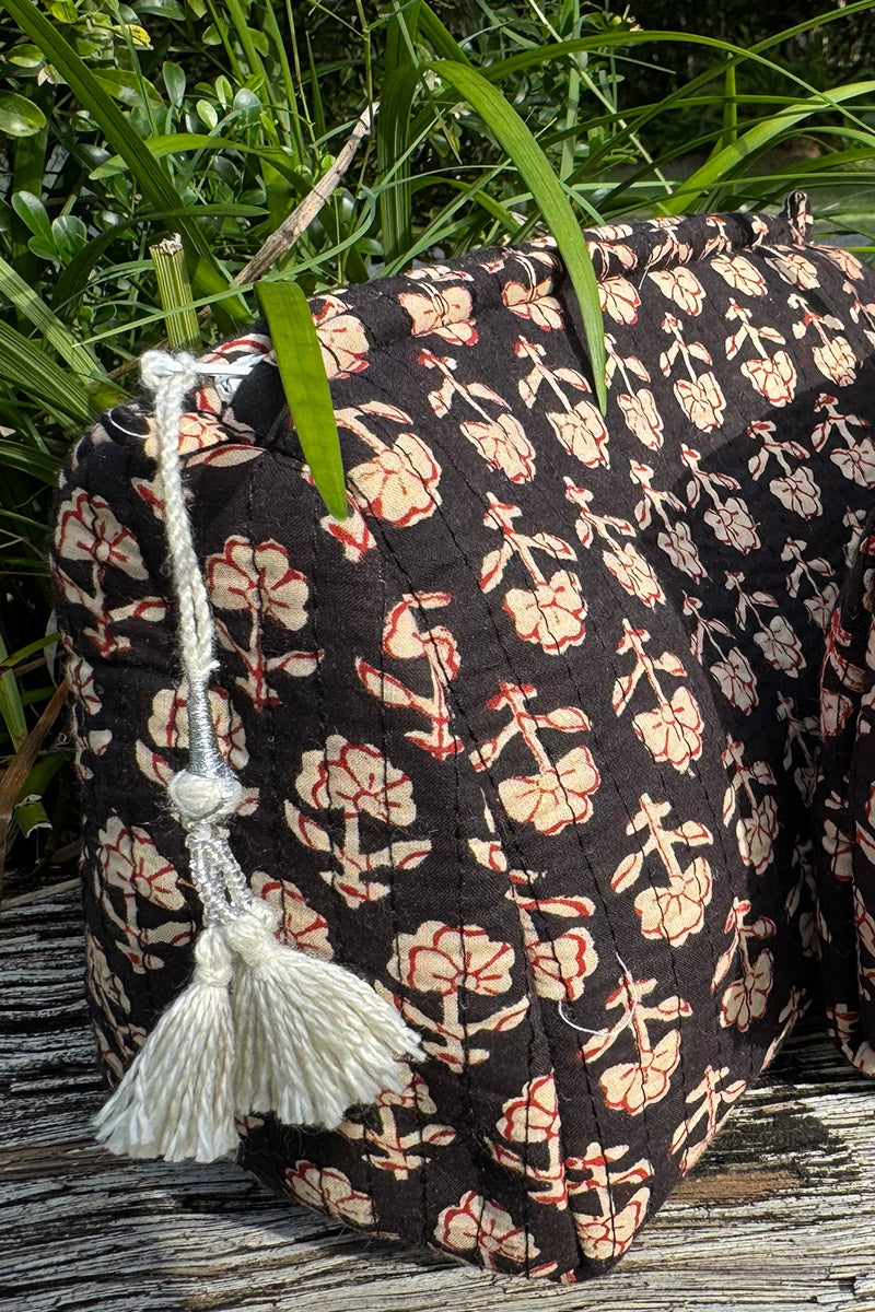 Wash Bags, accessories, Hand block prints, plastic lined with inside - Cinder