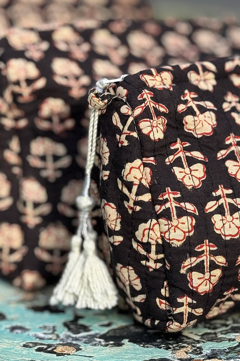 Wash Bags, accessories, Hand block prints, plastic lined with inside - Cinder