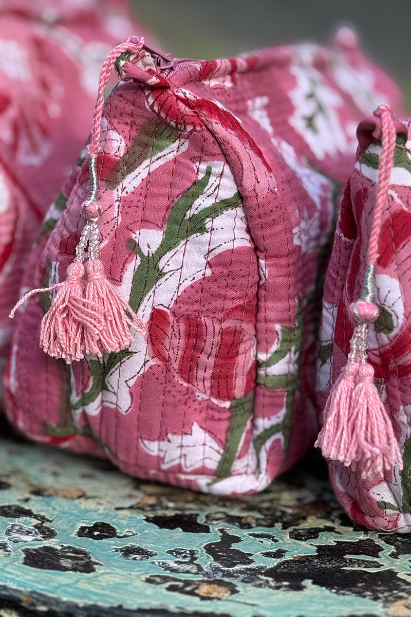 Wash Bags, accessories, Hand block prints, plastic lined with inside - Cherish
