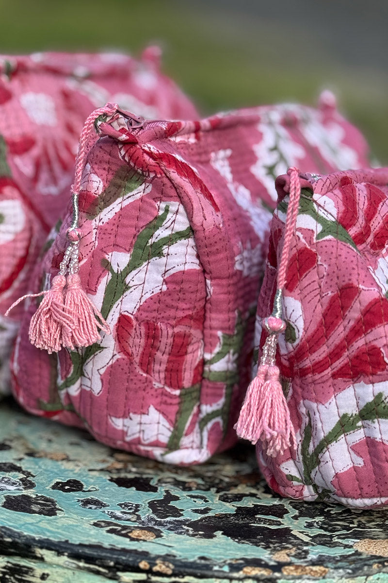 Wash Bags, accessories, Hand block prints, plastic lined with inside - Cherish