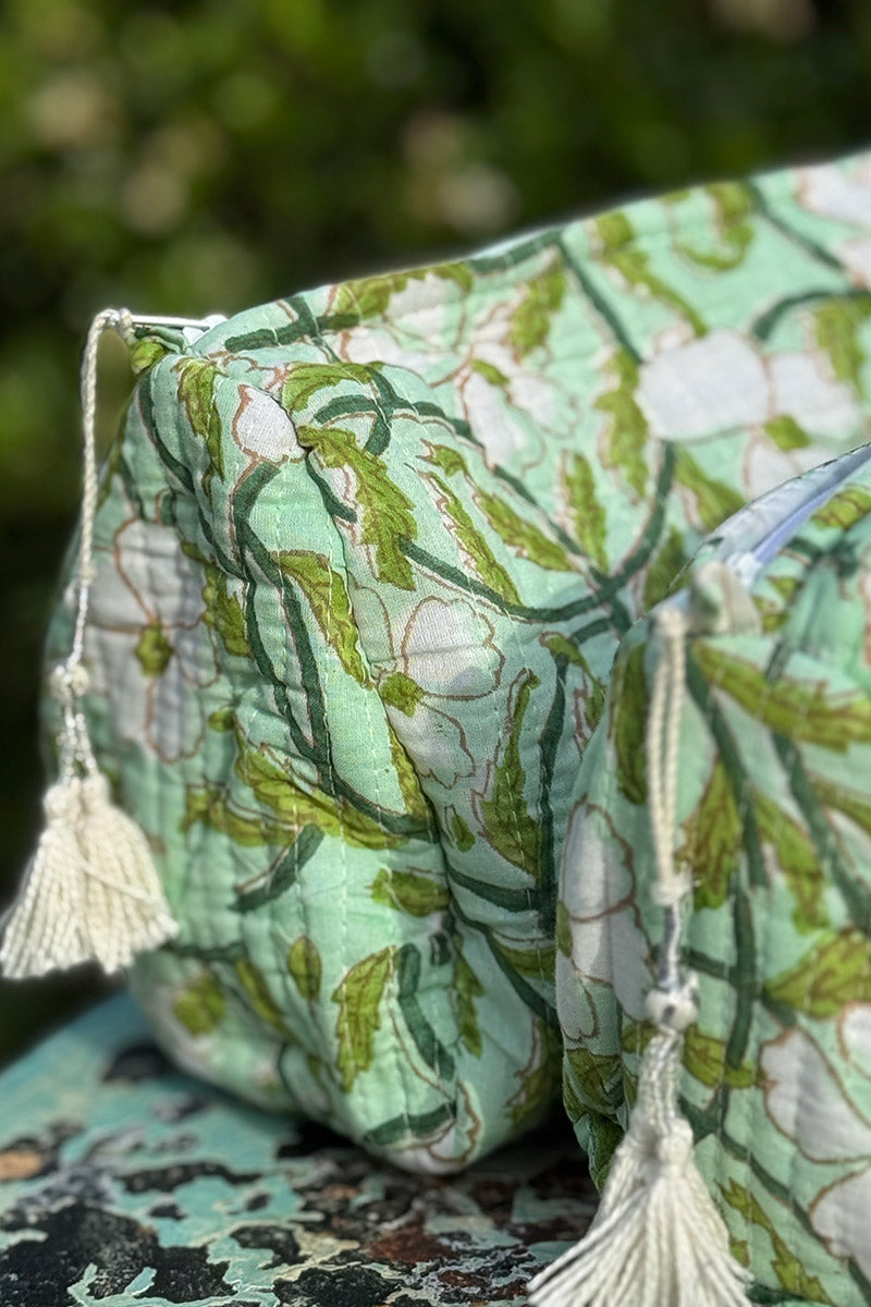 Wash Bags, accessories, Hand block prints, plastic lined with inside - Meadow