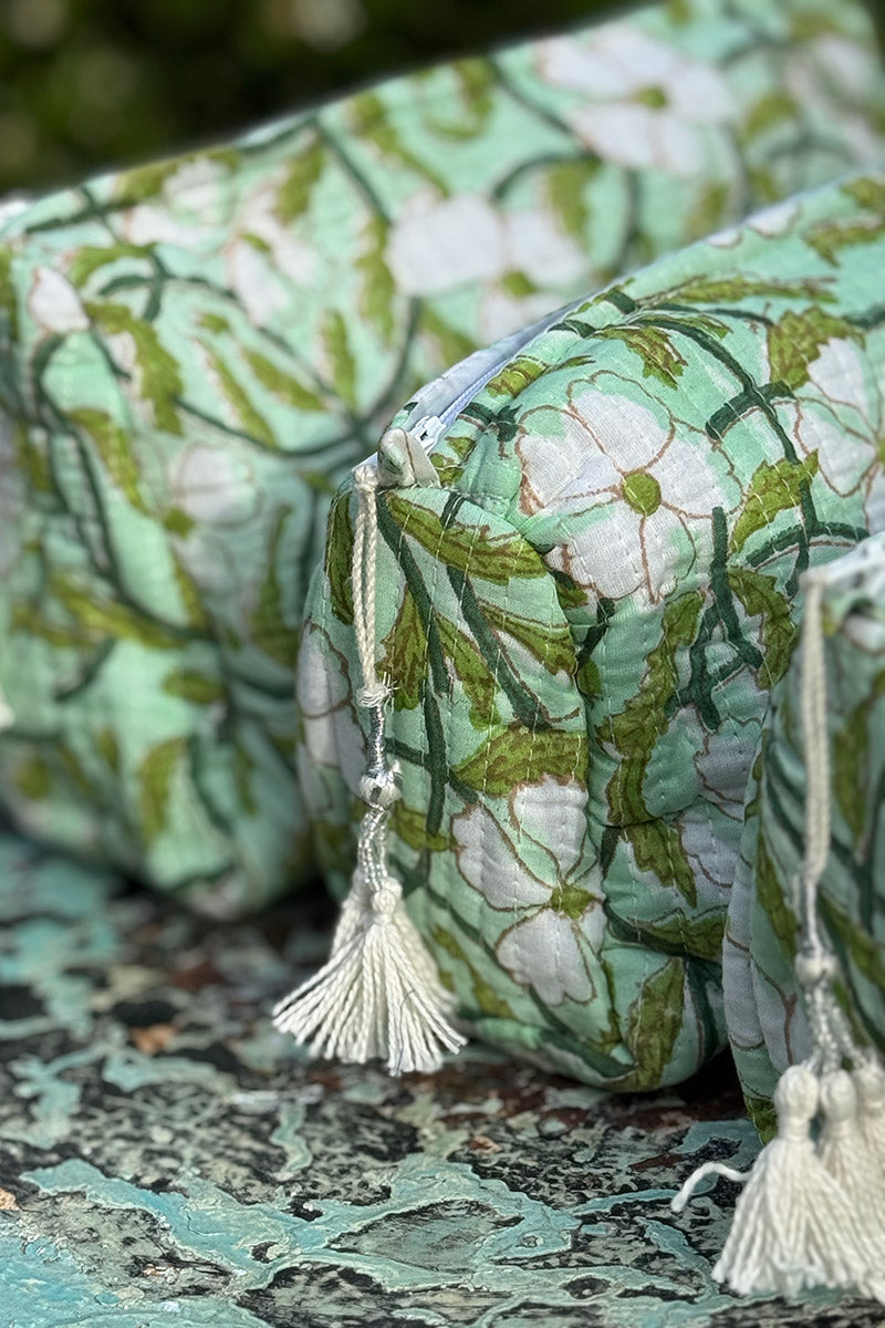 Wash Bags, accessories, Hand block prints, plastic lined with inside - Meadow