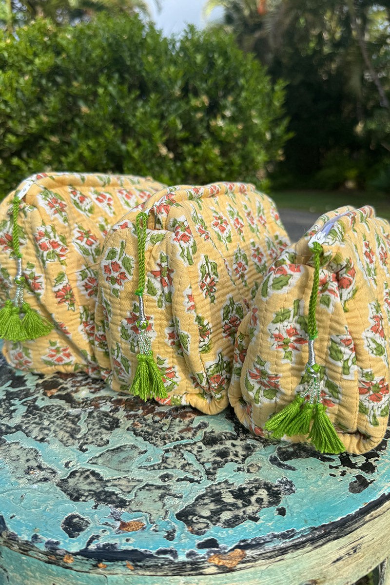 Wash Bags, accessories, Hand block prints, plastic lined with inside - Pollen
