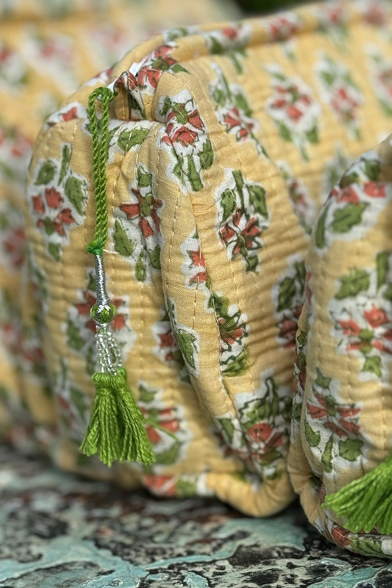 Wash Bags, accessories, Hand block prints, plastic lined with inside - Pollen