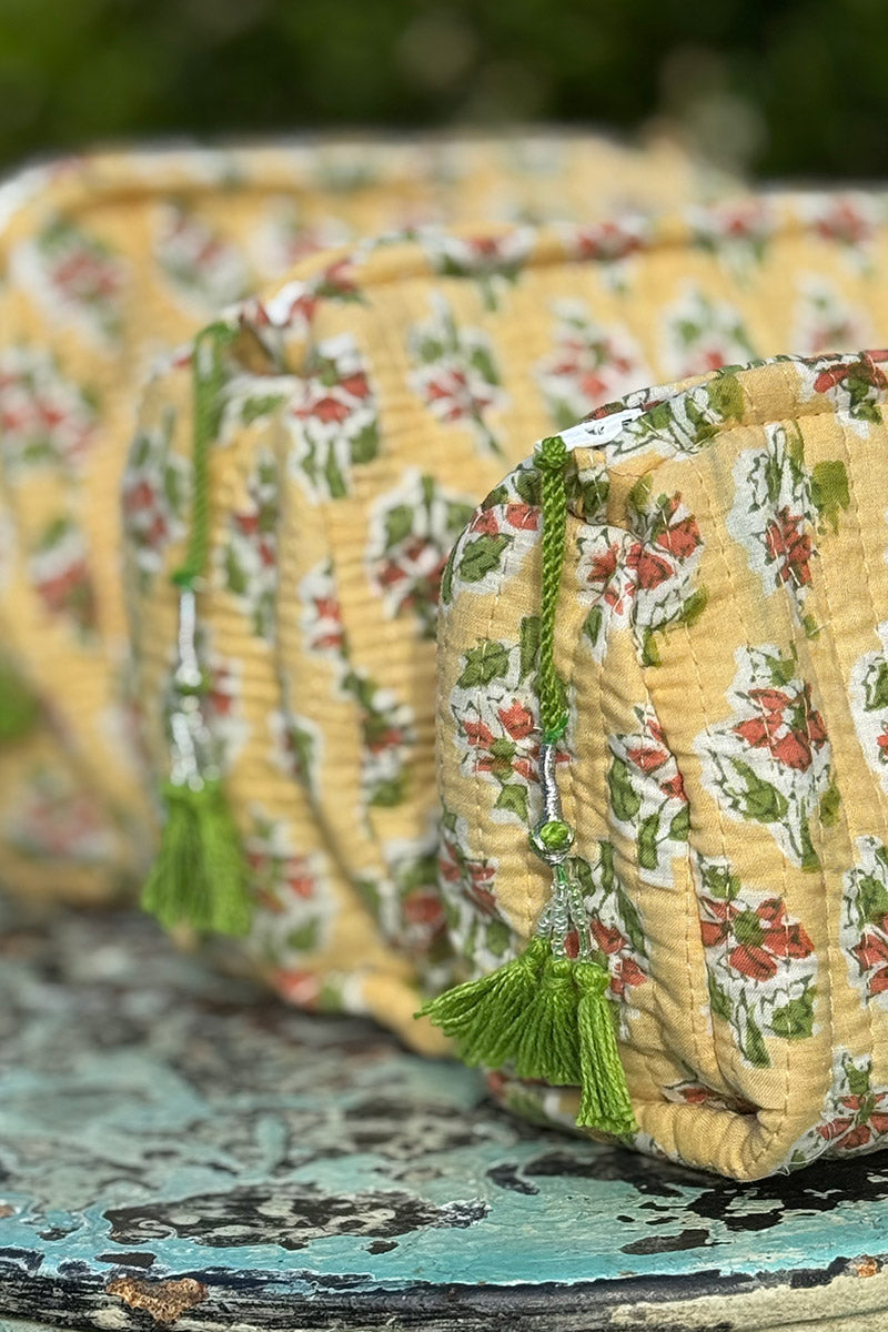 Wash Bags, accessories, Hand block prints, plastic lined with inside - Pollen