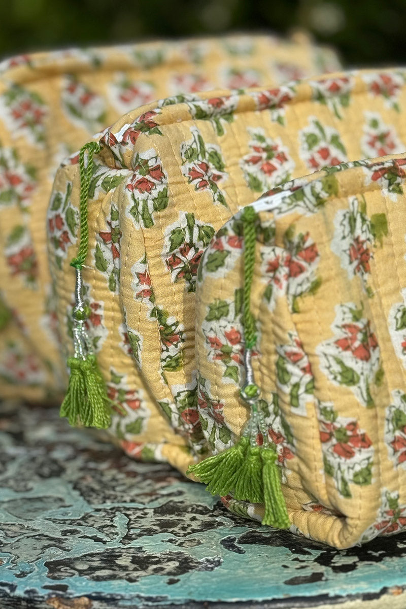 Wash Bags, accessories, Hand block prints, plastic lined with inside - Pollen