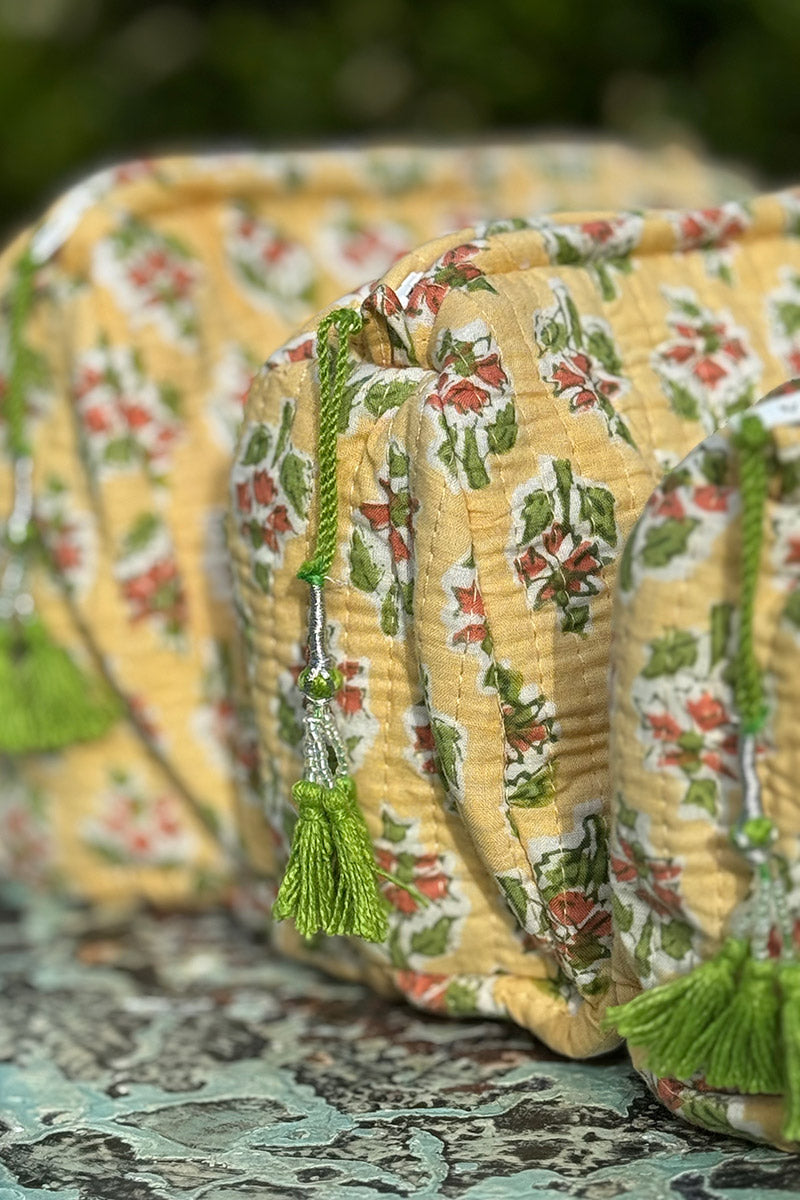 Wash Bags, accessories, Hand block prints, plastic lined with inside - Pollen