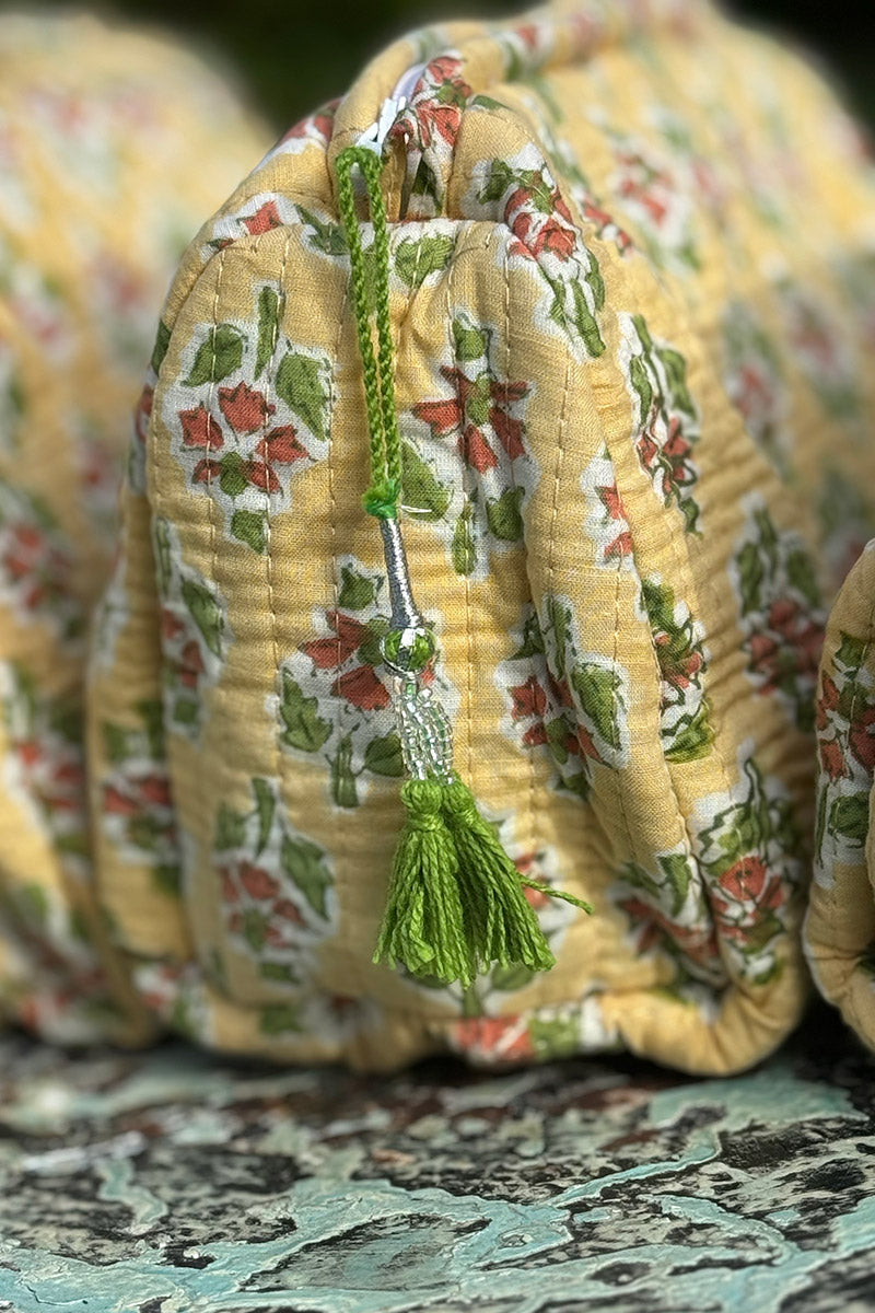 Wash Bags, accessories, Hand block prints, plastic lined with inside - Pollen
