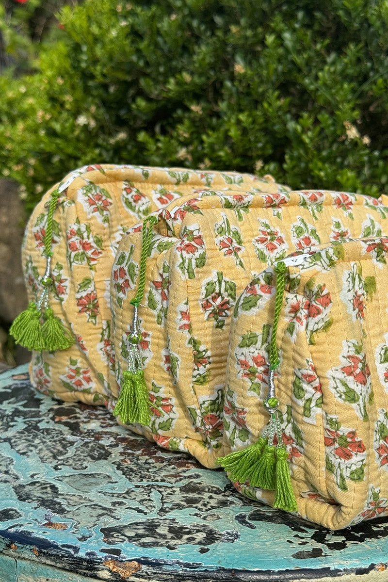 Wash Bags, accessories, Hand block prints, plastic lined with inside - Pollen