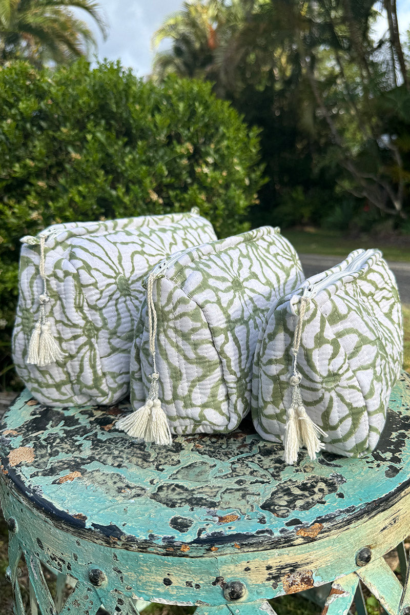 Wash Bags, accessories, Hand block prints, plastic lined with inside - Asha