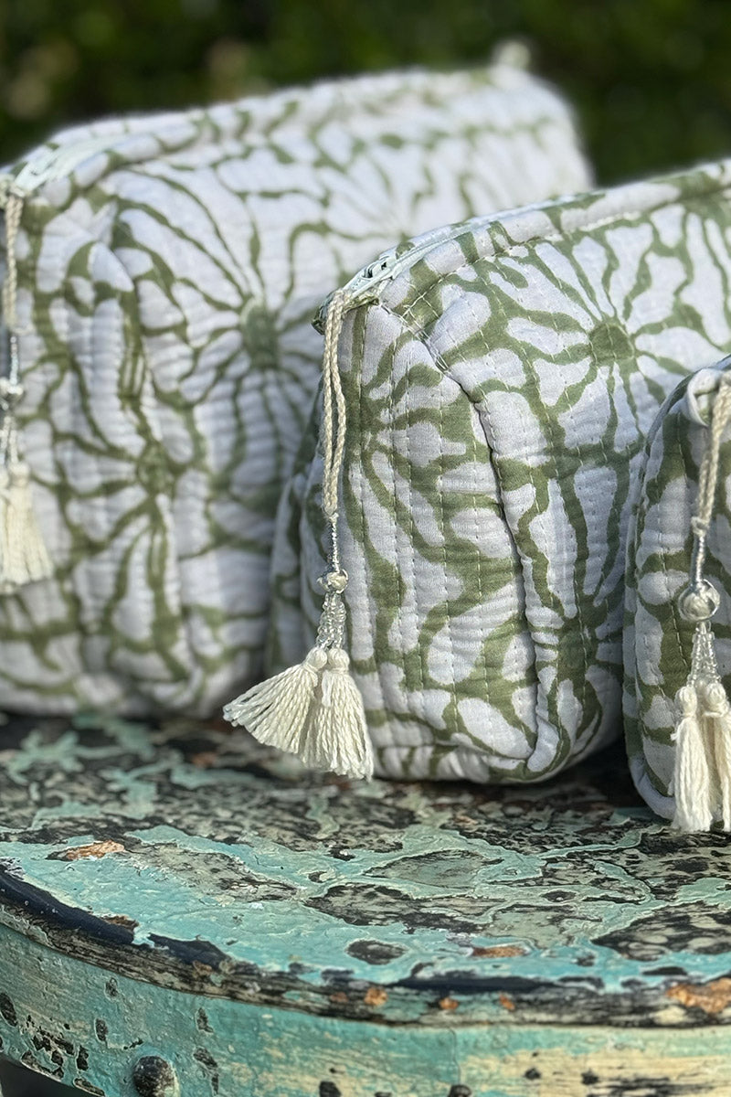 Wash Bags, accessories, Hand block prints, plastic lined with inside - Asha