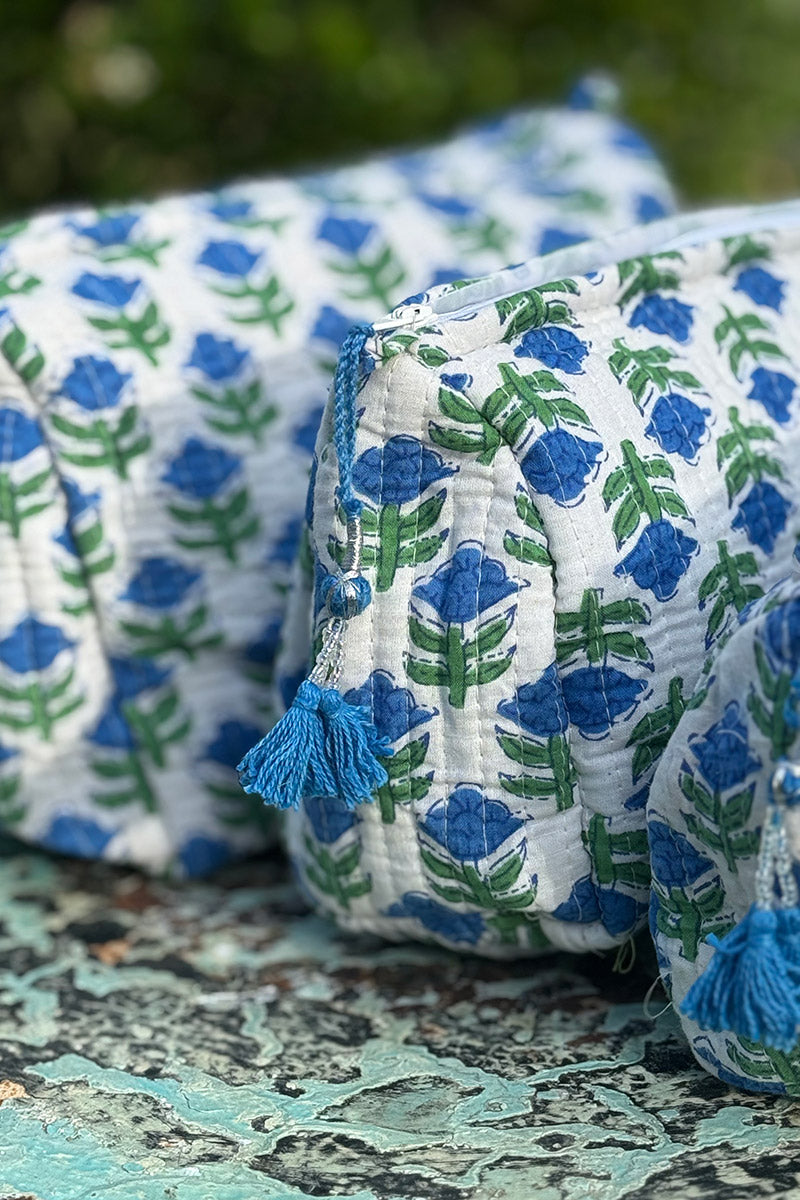 Wash Bags, accessories, Hand block prints, plastic lined with inside Mirabelle