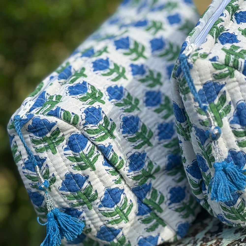 Wash Bags, accessories, Hand block prints, plastic lined with inside Mirabelle