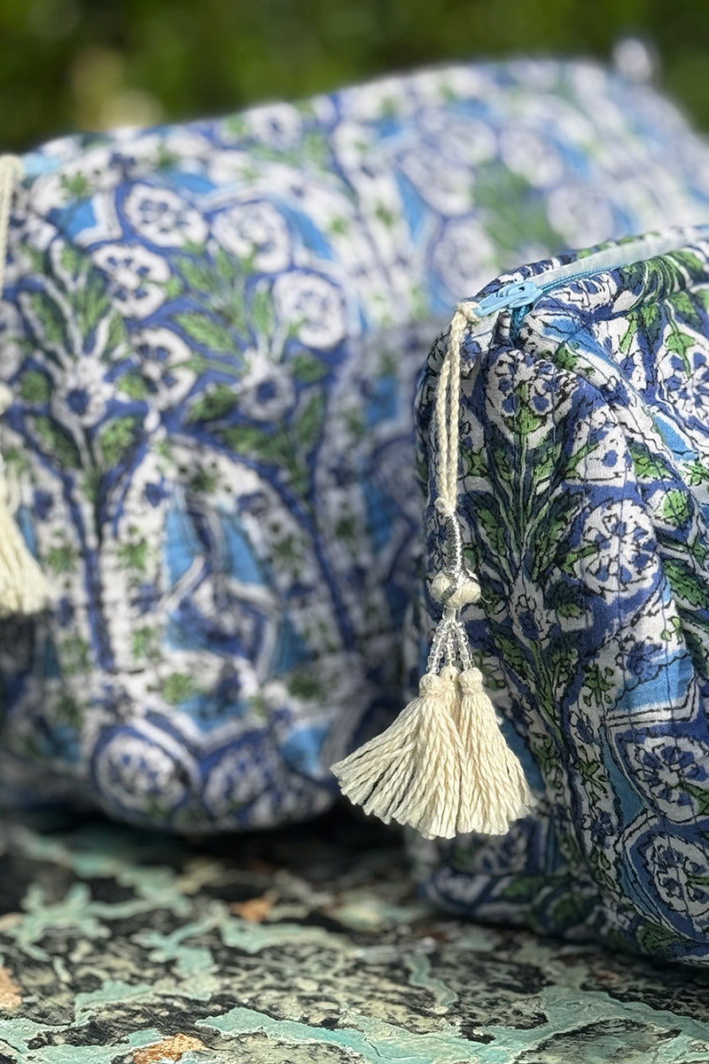 Wash Bags, accessories, Hand block prints, plastic lined with inside Riverine