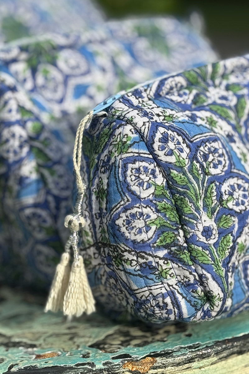 Wash Bags, accessories, Hand block prints, plastic lined with inside Riverine