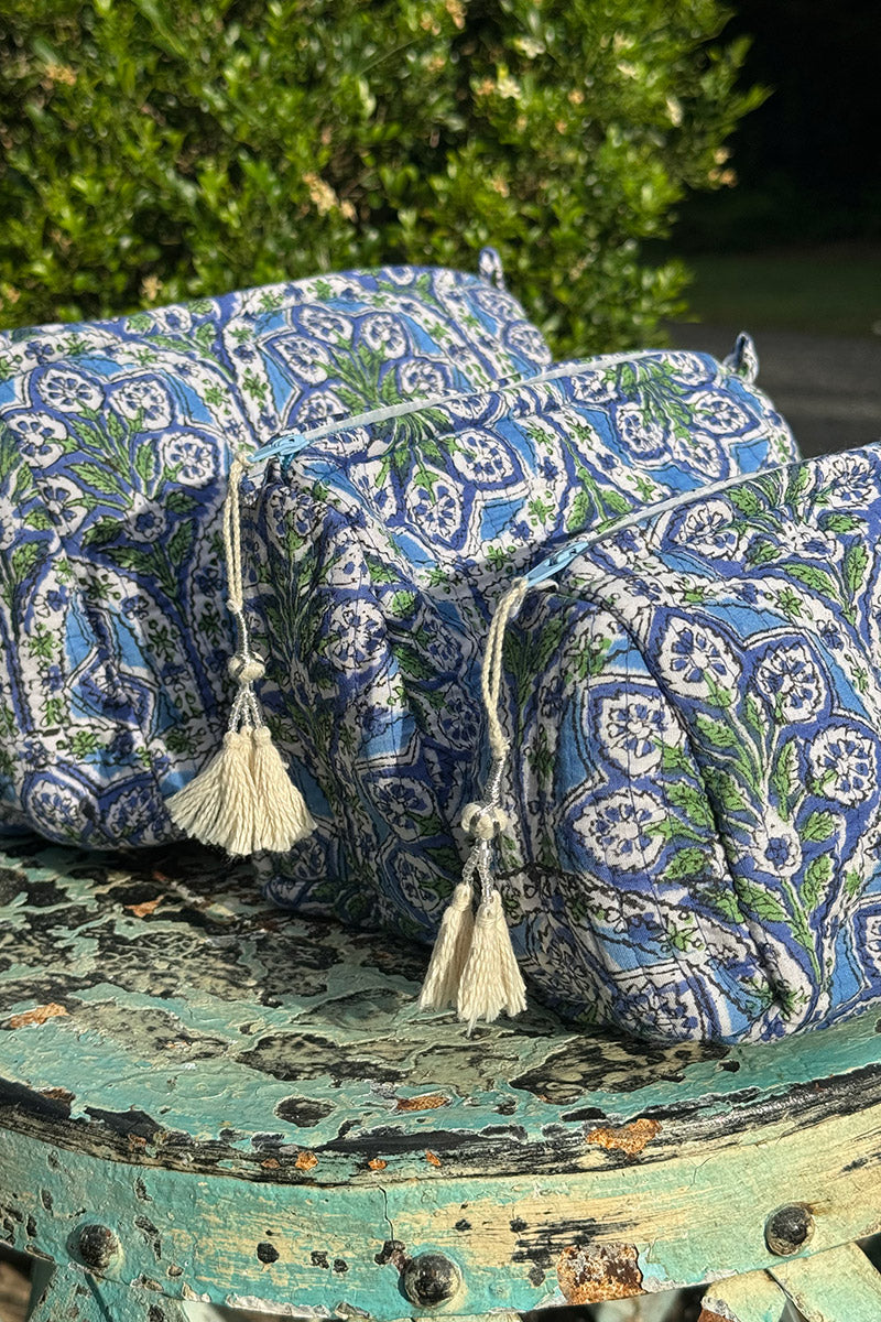 Wash Bags, accessories, Hand block prints, plastic lined with inside Riverine