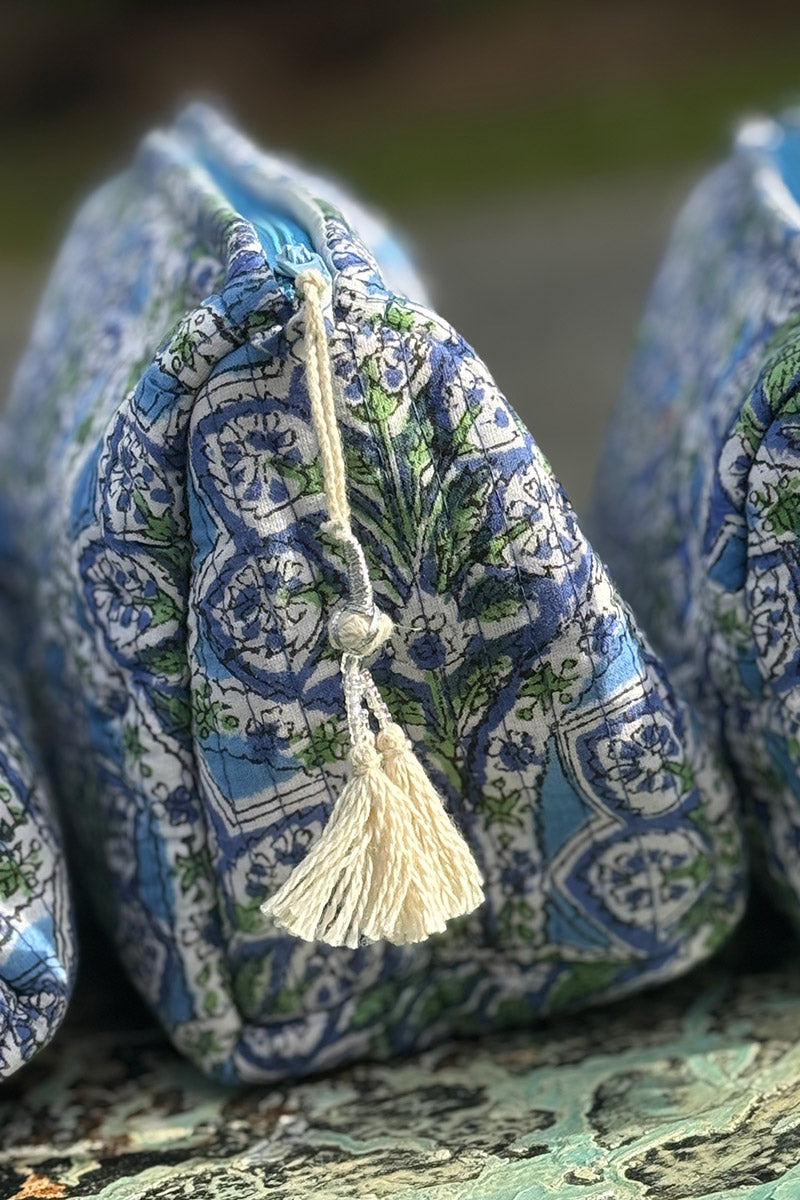 Wash Bags, accessories, Hand block prints, plastic lined with inside Riverine