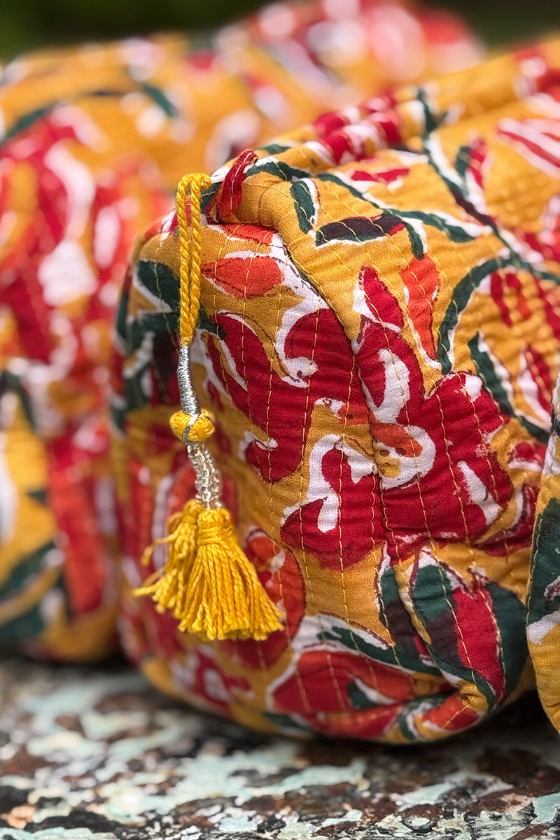 Wash Bags, accessories, Hand block prints, plastic lined with inside pockets. Small, Medium and Large. Solara
