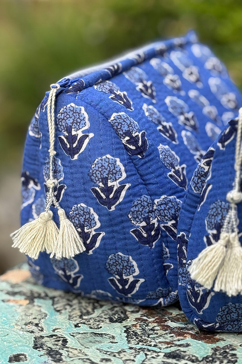 Wash Bags, accessories, Hand block prints, plastic lined with inside pockets. Small, Medium and Large. Oliana