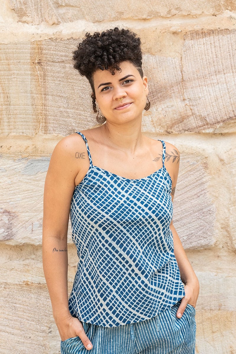 Juliet Top - Indigo Grid