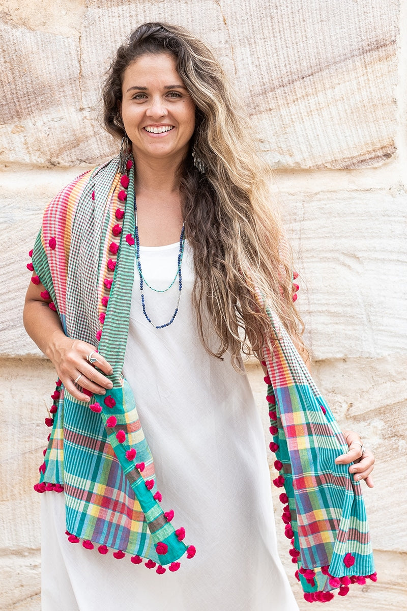 Hand Loom Cotton Scarf - Waterlily