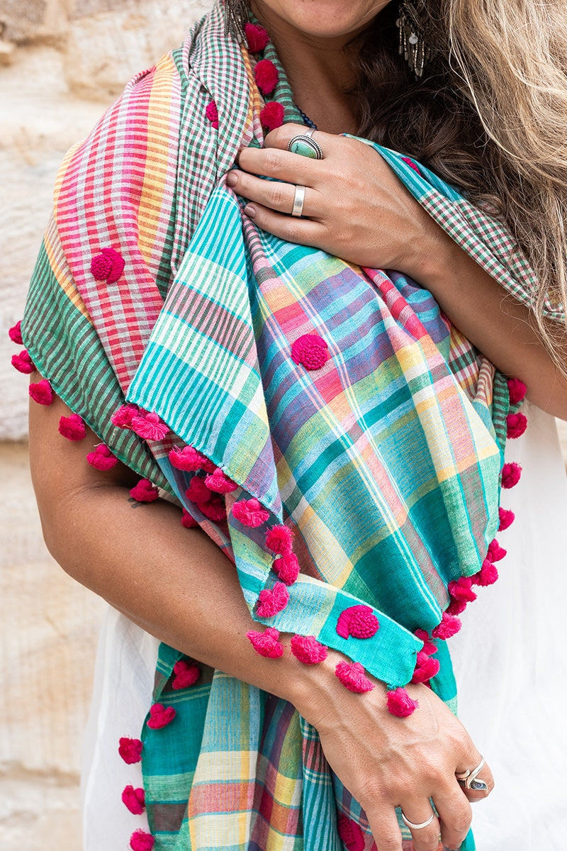 Hand Loom Cotton Scarf - Waterlily