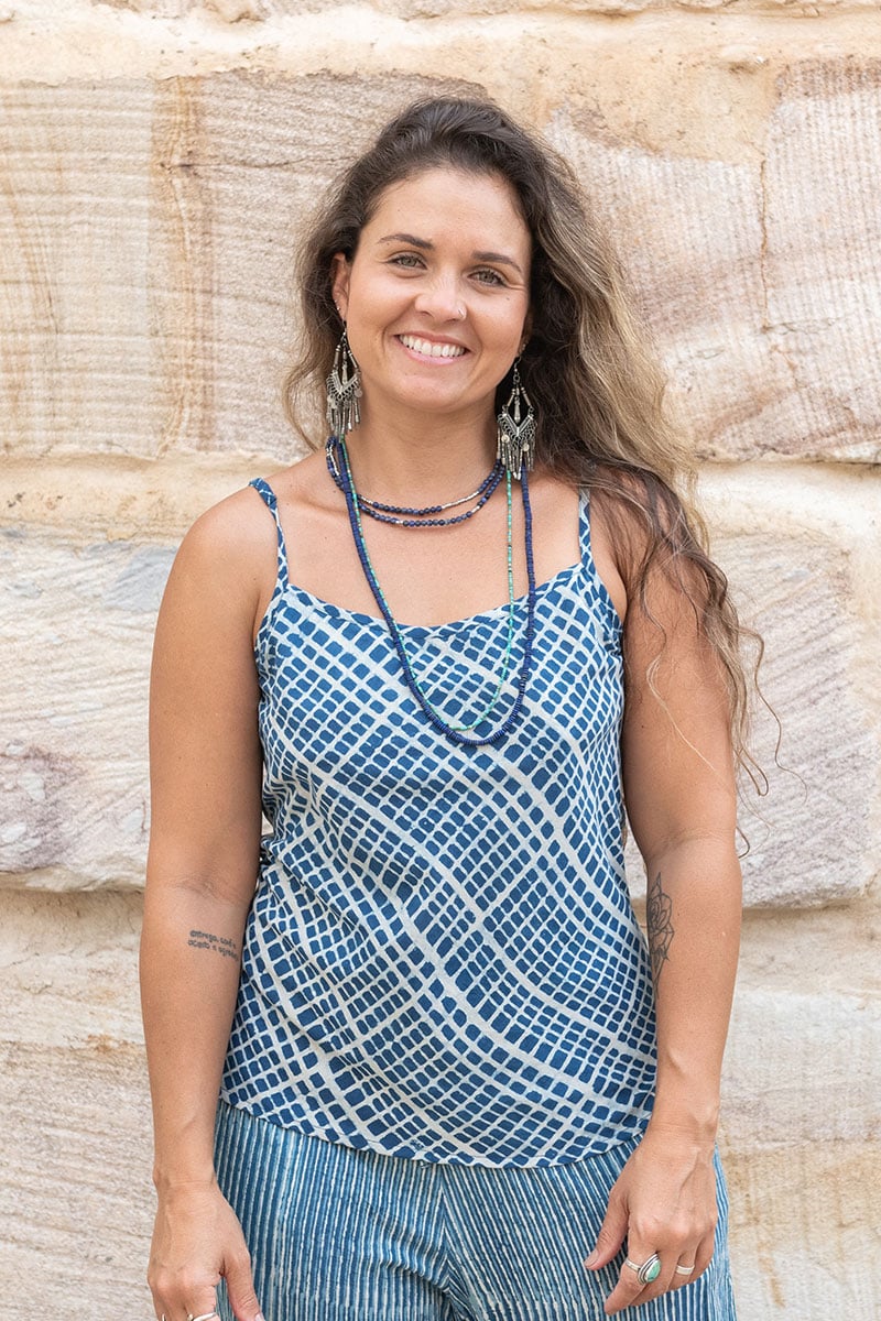 Juliet Top - Indigo Grid