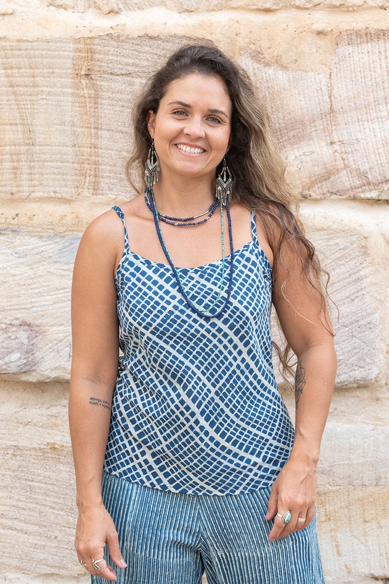 Juliet Top - Indigo Grid