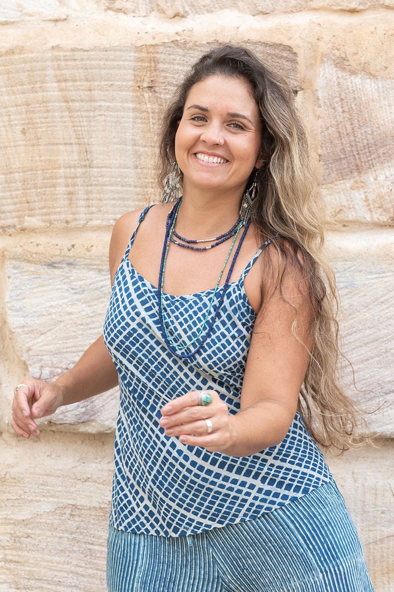 Juliet Top - Indigo Grid