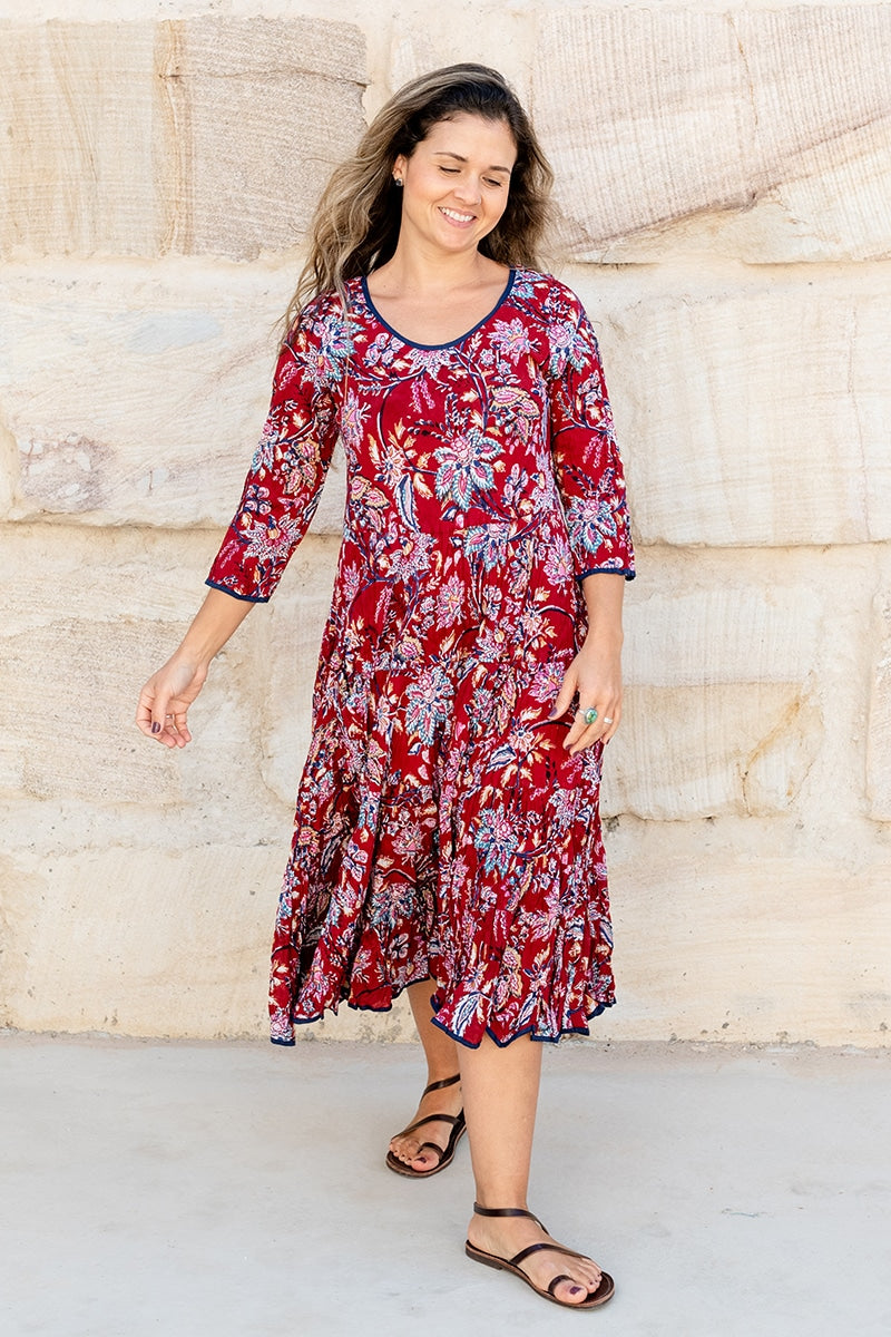 Flamenco Dress with Sleeves - Sangria