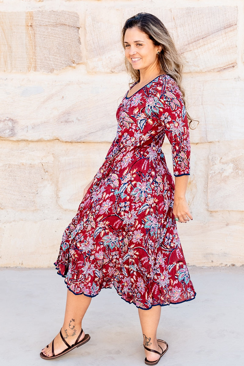 Flamenco Dress with Sleeves - Sangria