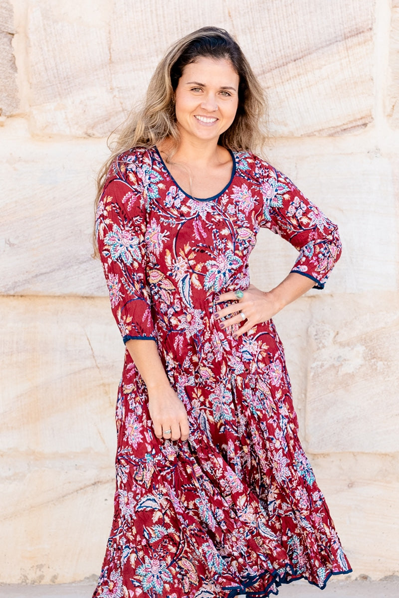 Flamenco Dress with Sleeves - Sangria