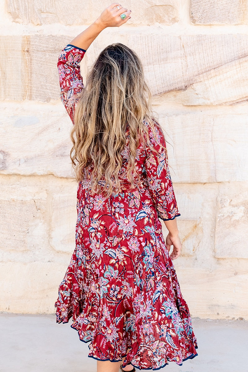 Flamenco Dress with Sleeves - Sangria