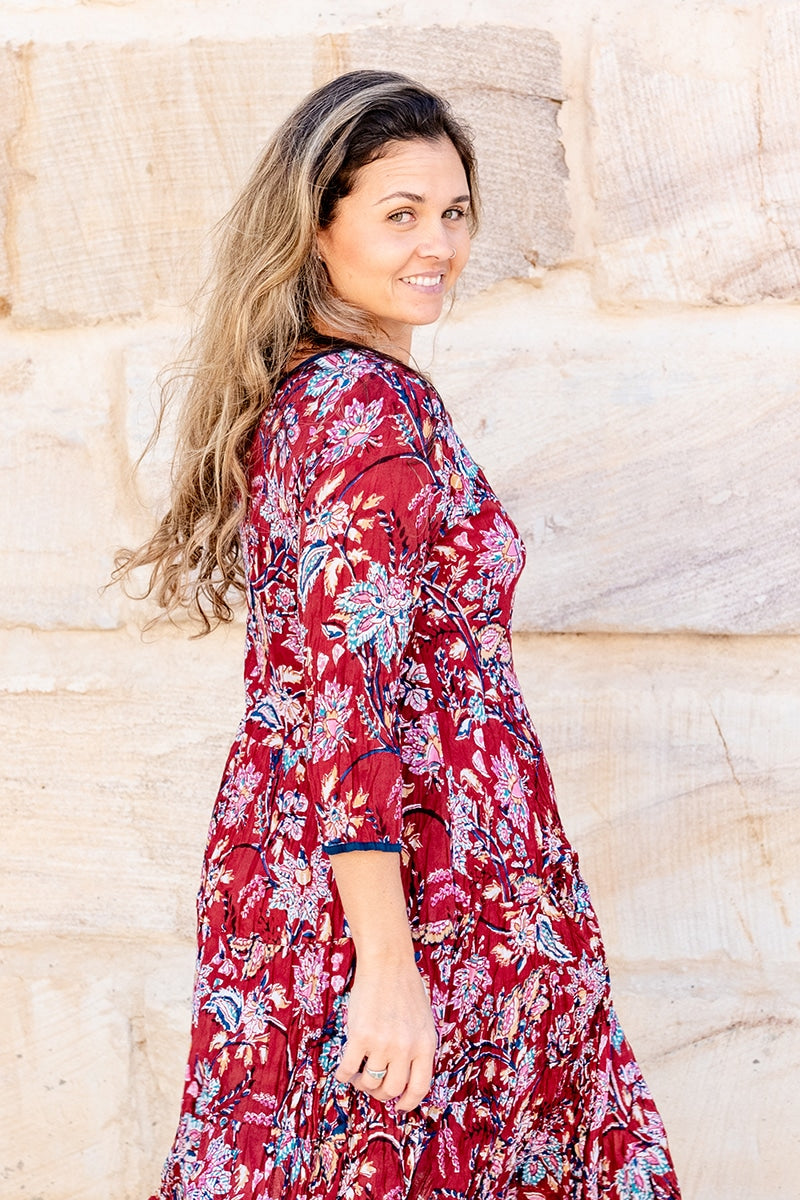 Flamenco Dress with Sleeves - Sangria