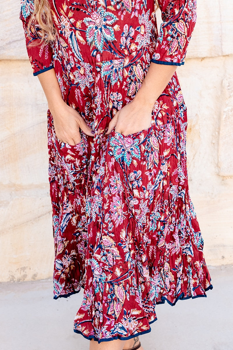 Flamenco Dress with Sleeves - Sangria