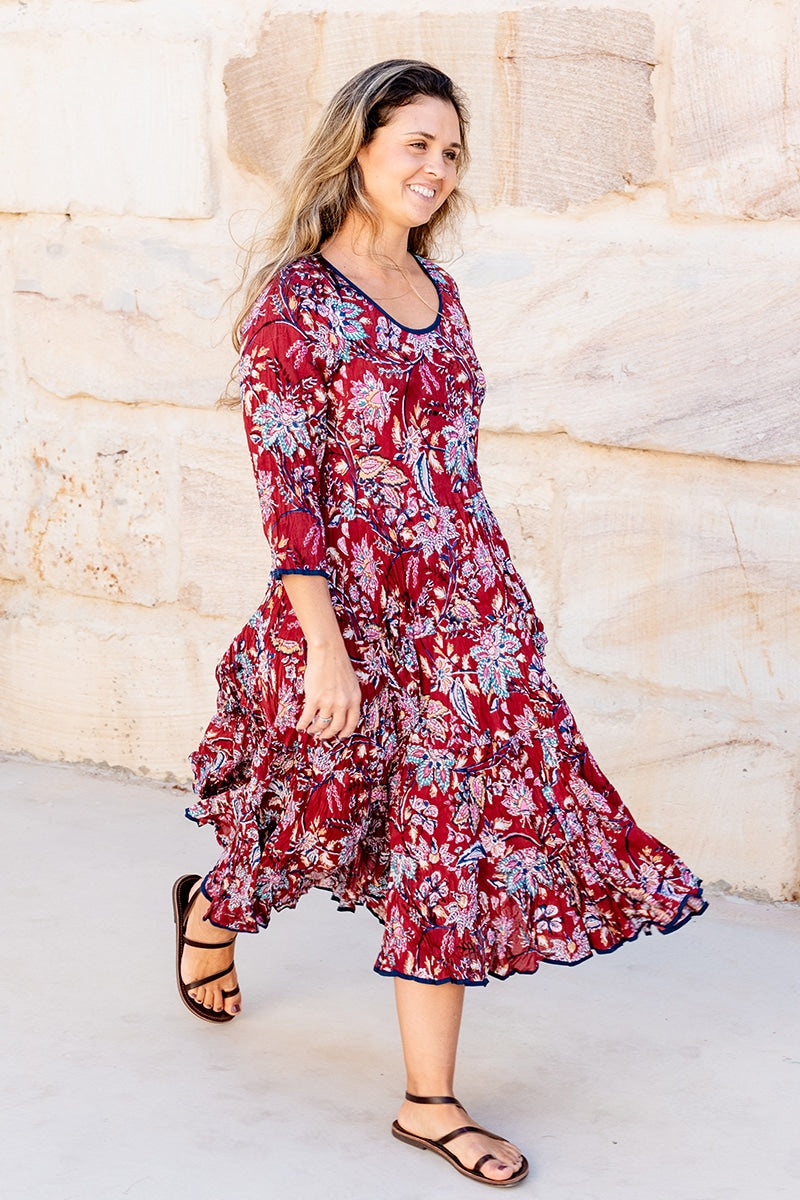 Flamenco Dress with Sleeves - Sangria