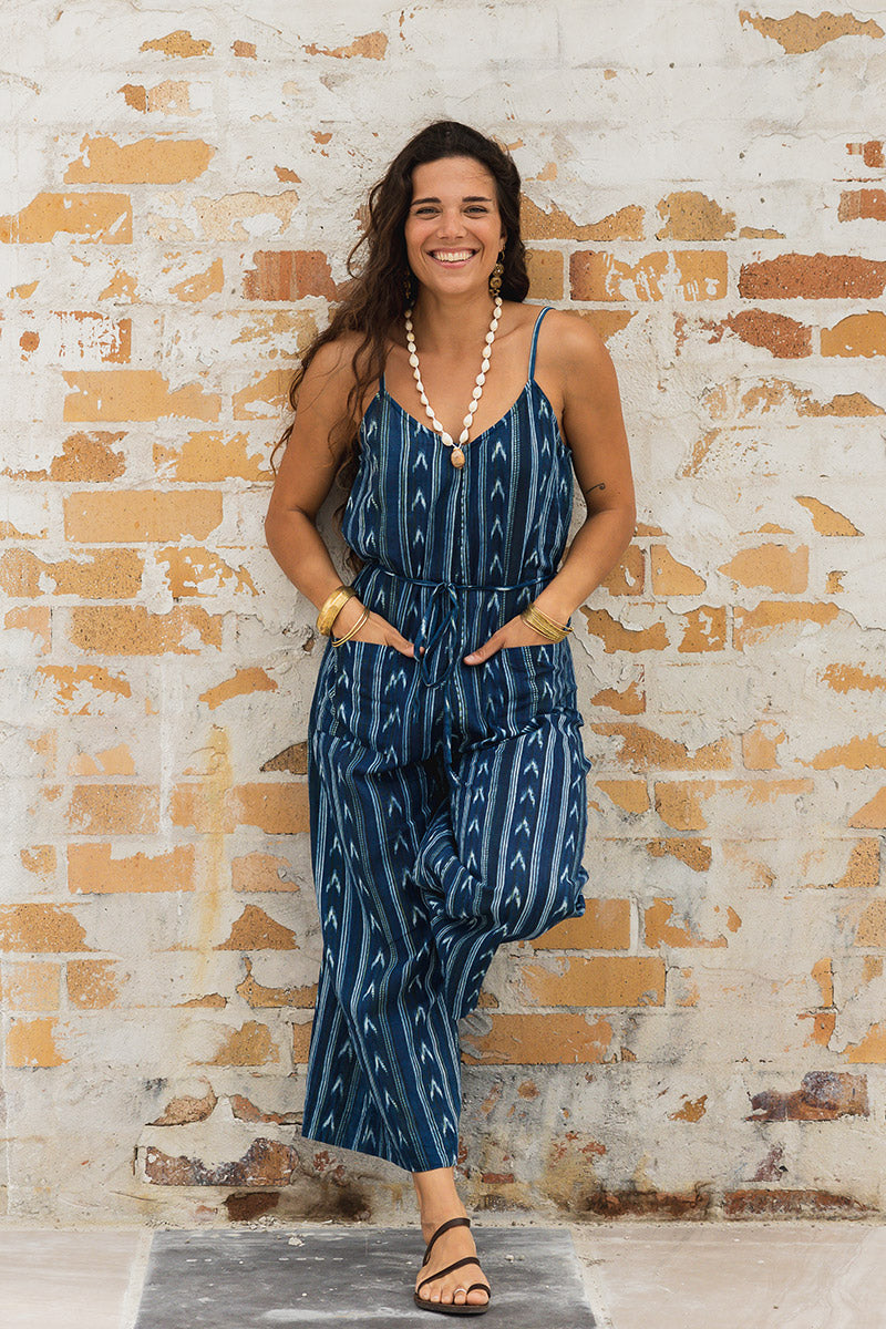 Wildflower Overalls - Indigo Ikat