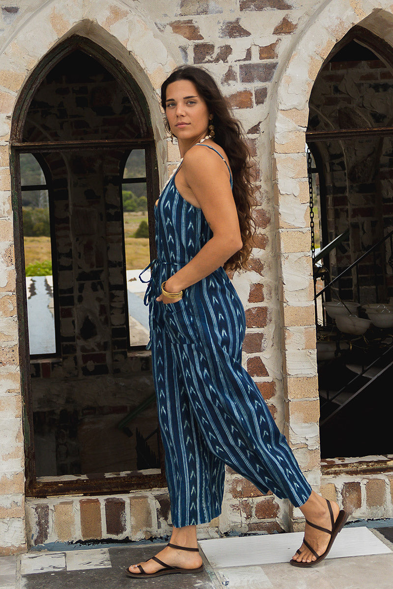 Wildflower Overalls - Indigo Ikat