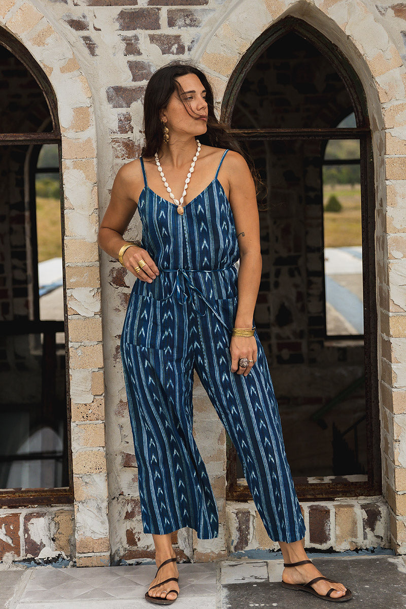 Wildflower Overalls - Indigo Ikat