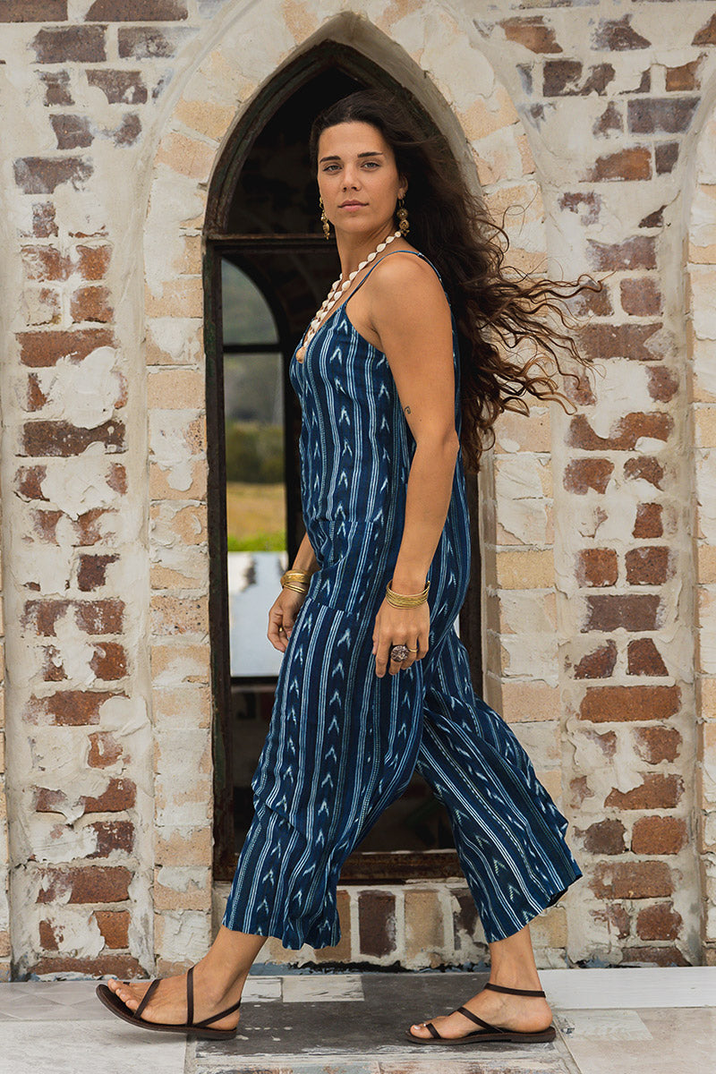 Wildflower Overalls - Indigo Ikat